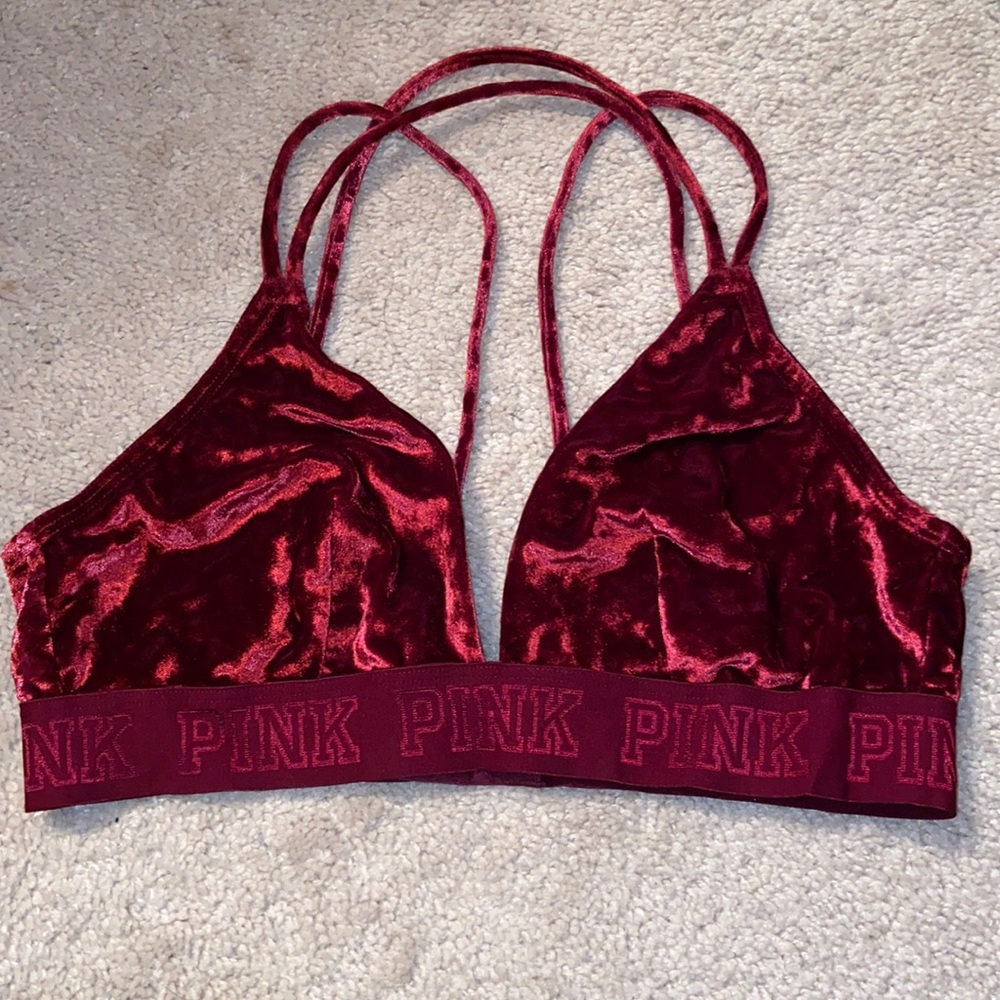 Victoria’s Secret Pink velvet bralette. Size Large